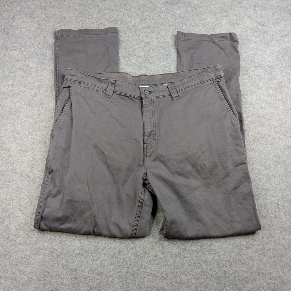 Faded Glory Pants Mens 36x32 Gray Chino Straight Leg Casual Cotton Stretch